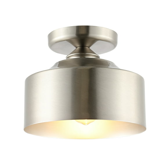 SAFAVIEH Fenton 10 in. Industrial Brushed Nickel Iron Mount Light with Nickel Iron Shade