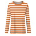 thumbnail image 5 of felwors Womens Shirts Fall Oversized Striped - Long Sleeve Cerwneck Loose Fit Tops 2026 Trendy Comfortable Office & Casual Wear (Orange, XL), 5 of 5