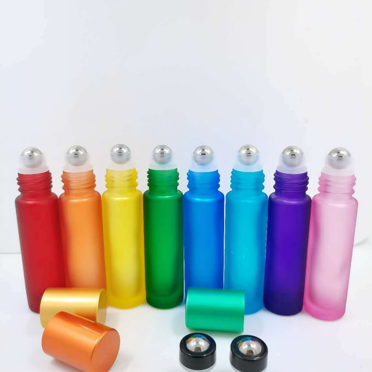 10Ml Essential Oils Roller Bottles, Empty Colorful Frosted Glass Roll on Bottles  Refillable Travel Bottles with 1 Opener & 1 Dropper, Perfect for  Aromatherapy, Fragrance, Perfume（7pcs-7 COLOURS） 
