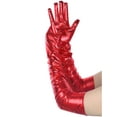 thumbnail image 5 of INSPIRE CHIC Women's Faux Leather Gloves Shiny Full Finger Opera Long Evening Warm Glove One Size Red, 5 of 6