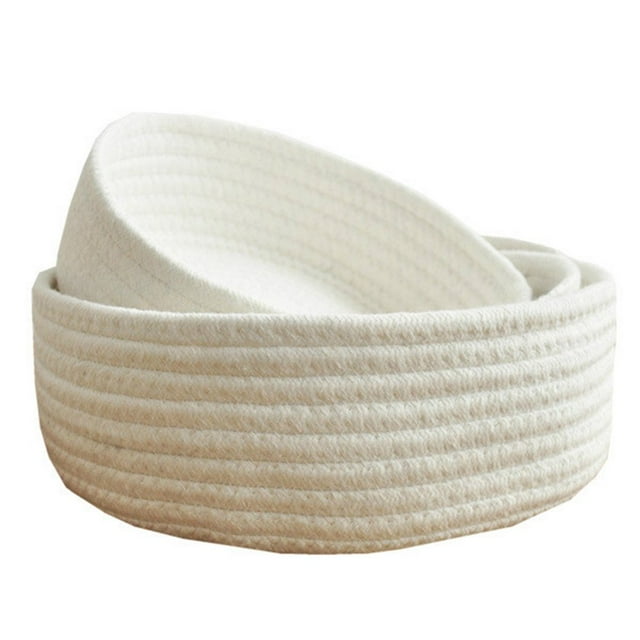 Woven Style Storage Basket Elliptical Cotton Rope Bin Organizer For Home Office Small Items Machine Washable