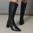thumbnail image 2 of hzomhy Womens Mid Calf Boots Pointed Toe Rear Zipper for Casual Daily Shopping and Fall Winter Wear, 2 of 9