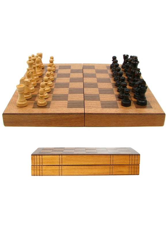 Trademark Global Tg Wooden Book Style Chess Board W/ Staunton Chessmen