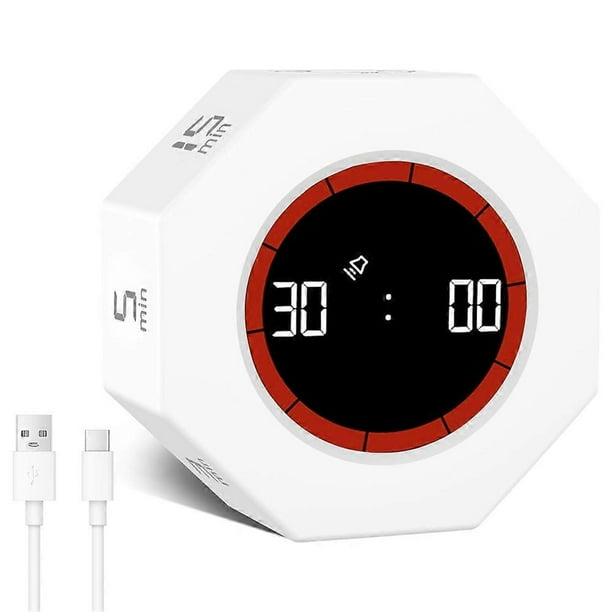 Digital Productivity Timer, Rotating Pomodoro Timer with 1-3-5-15-30-60-90 Min Countdown, for Study