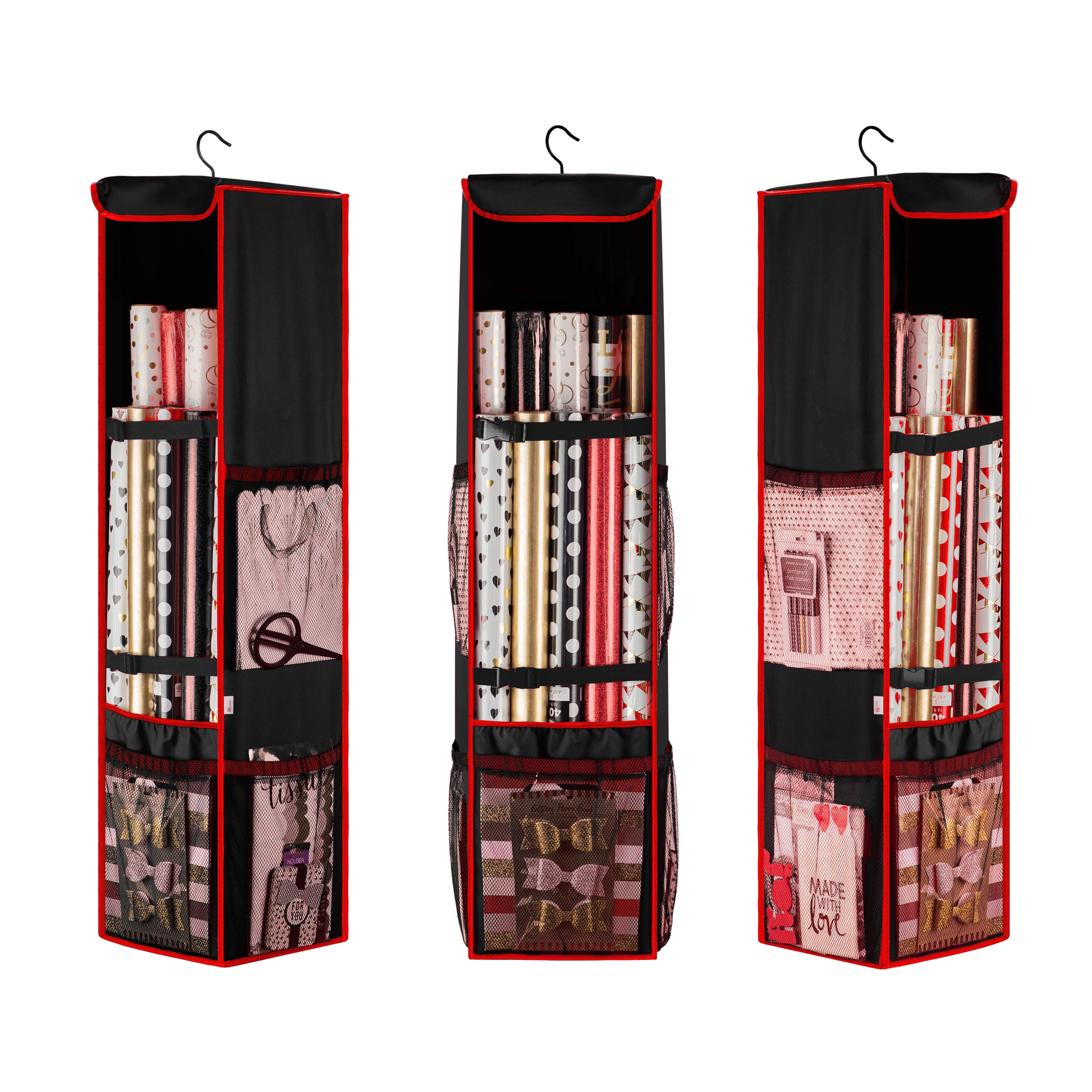Premium Hanging GiftWrap Organizer, With Strap and Pockets, Stores Up