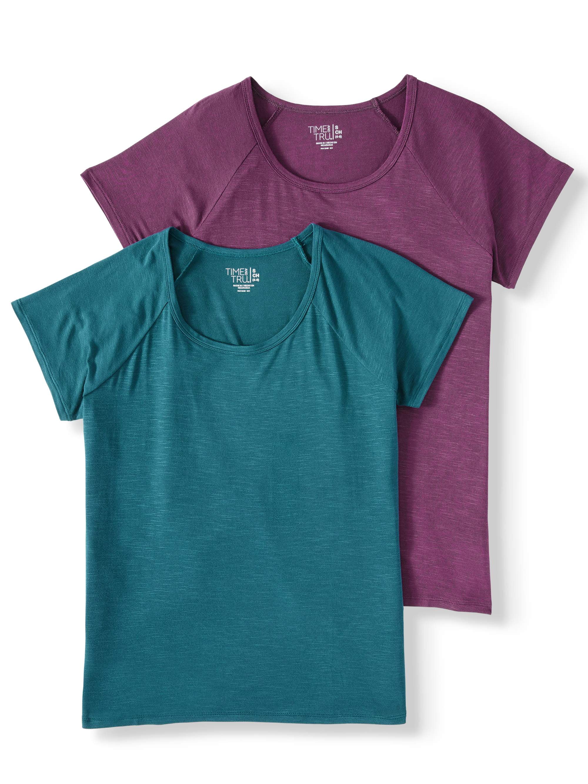 Time and Tru Women's Short-Sleeve Raglan T-Shirt, 2-Pack - Walmart.com