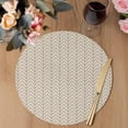 thumbnail image 3 of Simple Line Linen Texture Round 15 Inch Placemats Set of 6, Beige Modern Art Geometric HeatResistant Non Slip Place Mats for Dining Table, Wipeable Braided Kitchen Table Mats for Housewarming, 3 of 9
