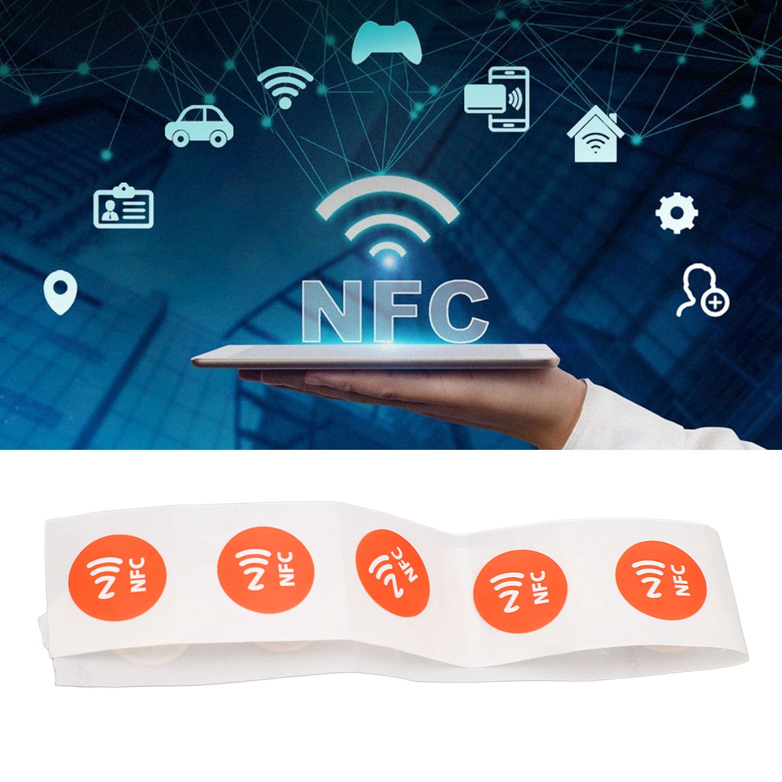 NFC Pegatinas Ntag213 Etiqueta Para Tagmo Ios13 144 Bytes De Memoria Totalmente Programable 6x Negro Sobre Blanco Feliz Sencillez
