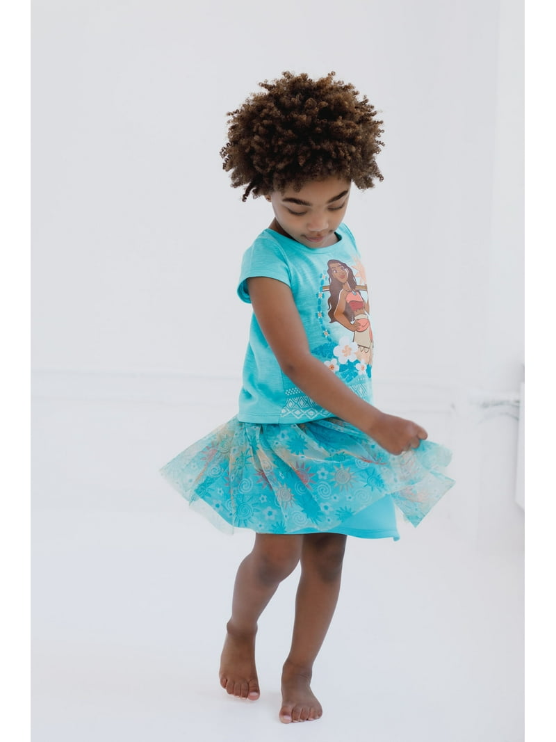 Disney Moana Graphic T-Shirt and Mesh Skirt Outfit Set for Toddler Girls,  Aqua Blue, Size 2T - Walmart.com