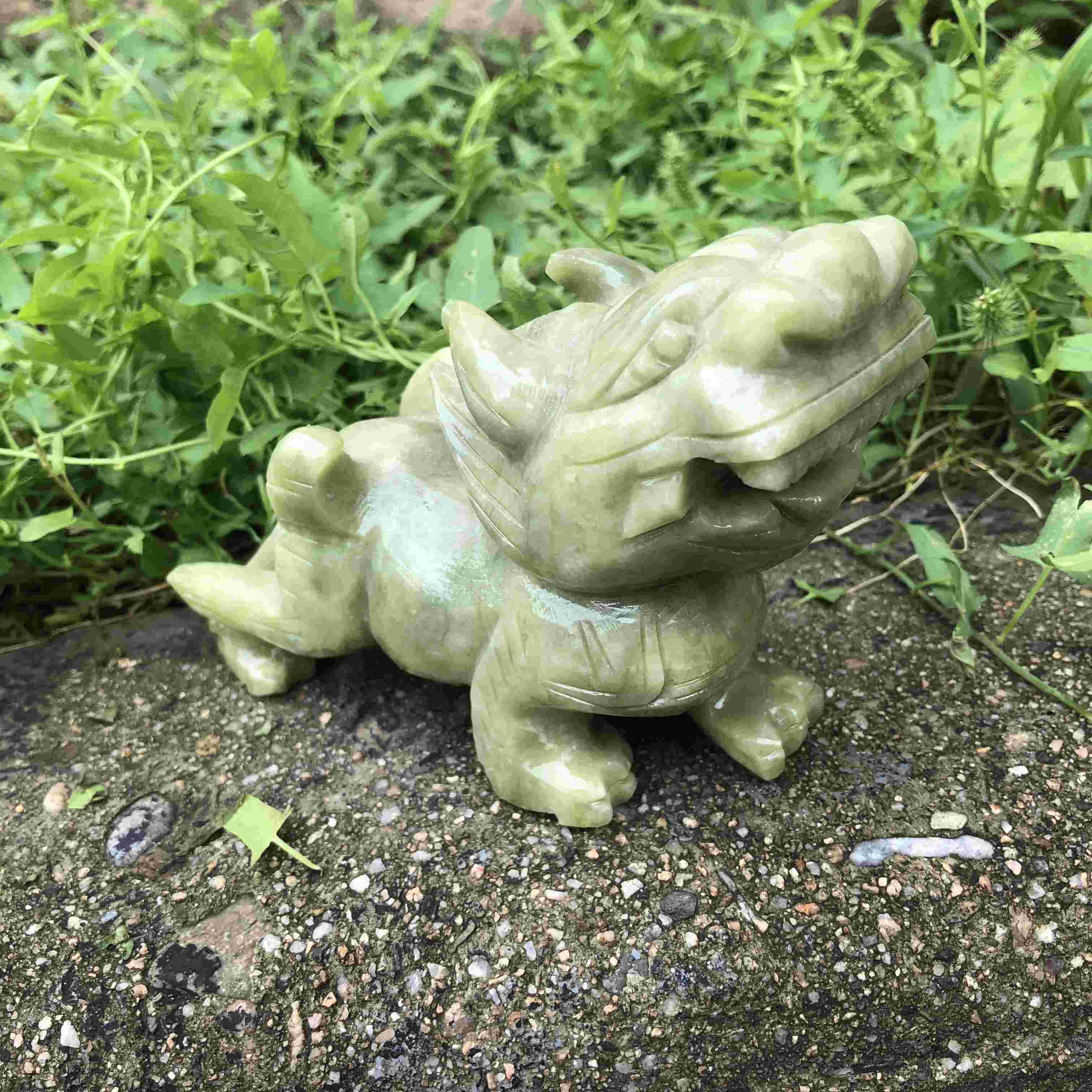 Pair Hand carved Natural green Jade Feng Shui Pi Yao/Pi Xiu statue for Wealth Good Luck Figurine, Collectible Qilin Stone brave troops Beast
