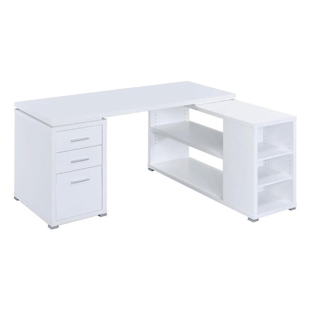 Yvette 60-inch 3-drawer L-Shape Wood Computer Desk White