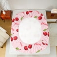 thumbnail image 5 of Castle Fairy Red Cherry 4-Piece King Kawaii Fruit Dreamy Princess Breathable Bed Sheets, 5 of 7