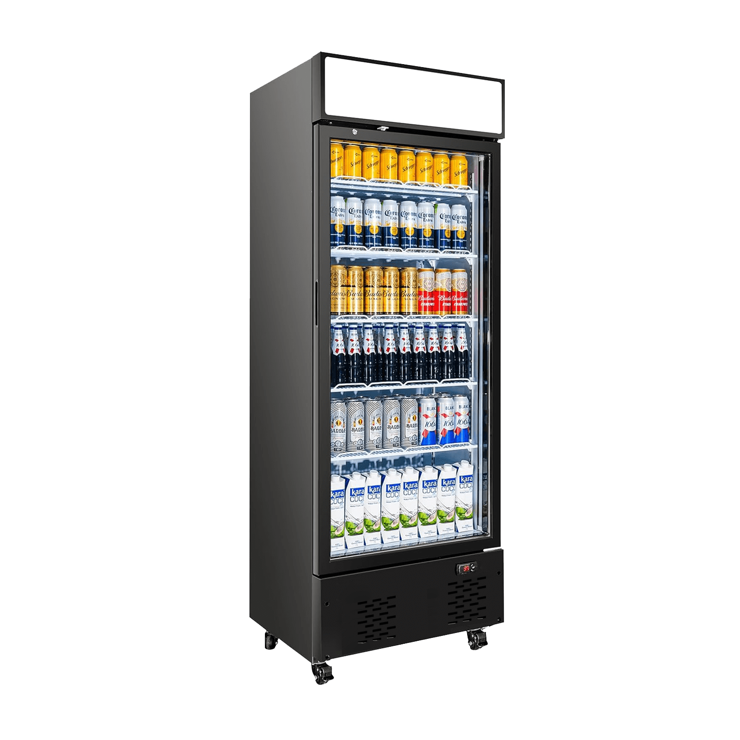Commercial Beverage Refrigerator 24 inch 15.8 Cu.ft. with Glass Door Display Merchandiser Fridge,Stainless Steel, nsf certified