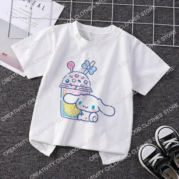 Camiseta de Sanrio para niños, camiseta Kawaii, ropa informal de dibujos animados de Hello Kitty Cinnamoroll, camisetas de Anime, ropa para niños para niñas xuanjing unisex