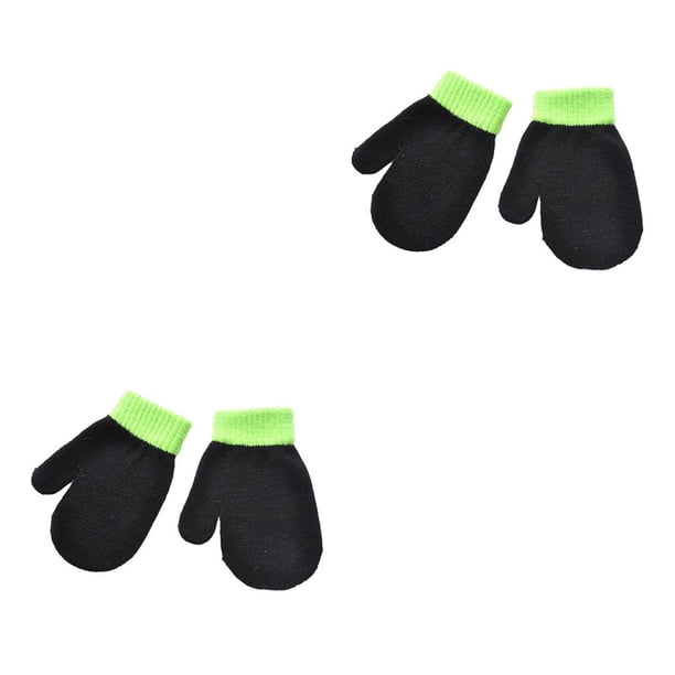 Sonducket 1 par de manoplas para niños, accesorio de ropa cómoda, Color sólido, tejido térmico, manoplas para niñas, niños, para invierno, negro Negro 2piezas Sonducket CBP341923