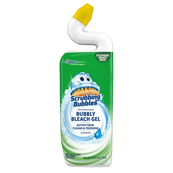 Scrubbing Bubbles Bubbly Bleach Gel Toilet Bowl Cleaner, Rainshower, 24 Ounces