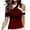 Red, variant on Tshirts Shirts for Women Cold Shouder Short Sleeve Tops Irregular Criss Cross Camisole Casual Blouse Tee