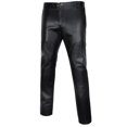 thumbnail image 2 of Sliktaa Pantalones de cuero de pierna recta con forro polar para hombre, 2 of 4