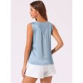 thumbnail image 3 of DARING DIVA Women's Silky Satin Mesh V Neck Sleeveless Blouses Tank Shirt XS Blue, 3 of 6