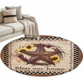 thumbnail image 2 of Round Area Rug 3ft,Vintage Farmhouse Country Star Washable Carpet Non-Slip Runner Accent Rugs Indoor Floor Mat for Bedroom Living Room Decor,Retro Brown Stars Sunflower, 2 of 9