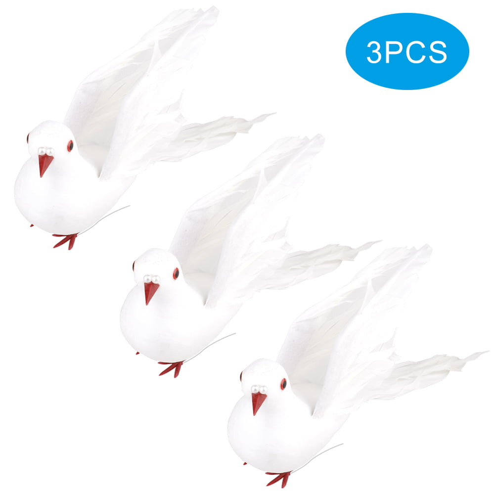 Artificial Bird,12pcs Simulation Bird White Dove Christmas Supplies Decoration Craft Birds with Metal Clip DIY Craft for Christmas Wedding Decoration Party Accessories