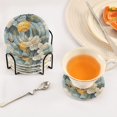 thumbnail image 3 of Yayeee 6 PCS Drink Coasters with Holder Set Woven Absorbent Round Tabletop Hot Pad, Lemon Pattern, 3 of 7