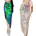 thumbnail image 2 of braveheart AssortedColor Party Ready Belly Dance Hip Scarf With Elastic Mesh Lining Unique Unbalanced Colorful Pink XL, 2 of 6