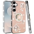 thumbnail image 3 of For Samsung s26 Splendid Glitter with Diamonds All Around Edges Ring Stand Case Cover - Gold, 3 of 4