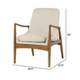 thumbnail image 5 of 28 Inch Fabric Upholstered Accent Armchair, Birch Wood, Off White, Brown- Saltoro Sherpi, 5 of 6