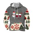 thumbnail image 1 of Sudadera con capucha para hombre, informal, con cordón, estampado navideño, deportiva, blusa de poliéster, 1 of 4