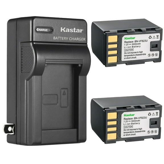 Kastar 2-Pack Battery and AC Wall Charger Replacement for JVC GZ-MG150EX GZ-MG150US GZ-MG155 GZ-MG155A GZ-MG155AC GZ-MG155EK GZ-MG155EX GZ-MG155P GZ-MG155U GZMG155US GZ-MG155US GZ-MG157 GZ-MG157EK