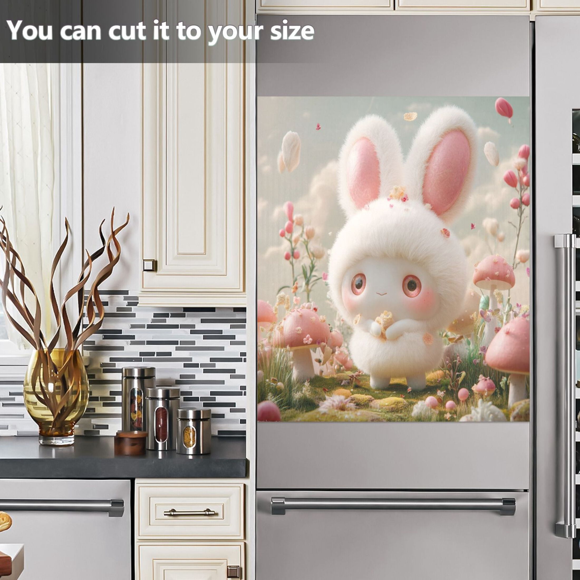 Dishwasher Magnetic Sticker 23x26 Inch Refrigerator Magnetic Sticker Washing Machine Magnetic Sticker Kitchen Panel Magnetic Sticker Home Decor White Cartoon Rabbit