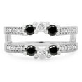 thumbnail image 2 of Dazzlingrock Collection 0.80 Carat (ctw) 14K Black & White Diamond Wedding Band 3 Stone Guard Ring 3/4 CT, White Gold, Size 6, 2 of 4