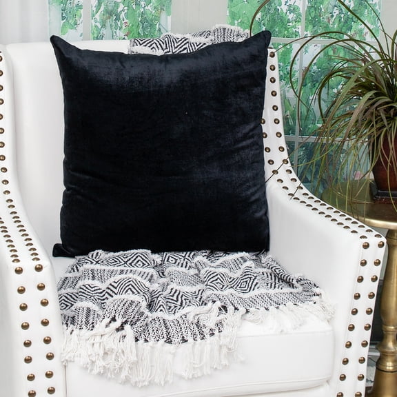 Nassau Collection Handcrafted Solid Square Throw Pillow - 18" - Black