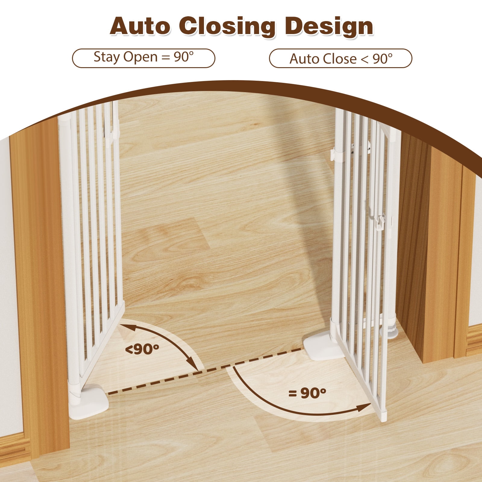 YUFU 74.8" Extra Tall Pet Gate for Cats, adjustable height adjustable width 30.3"-38.2" Pressure Mounted, No Drill, Walk-Through Door for Stairs/Doorways, (white)