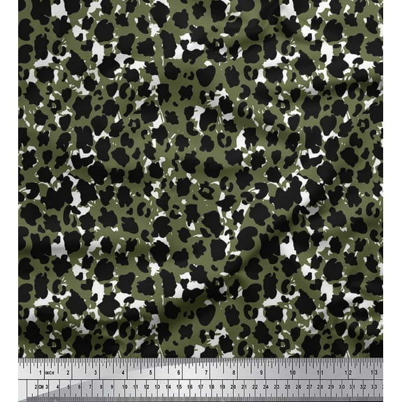 Soimoi Cotton Duck Fabric Leopard Animal Skin Printed Fabric 1 Yard 42 Inch Wide