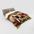 thumbnail image 3 of Ambesonne Pug Bedding Set 3 Pcs, Sibling Puppies Flowers, Twin XL, Fern Green Eggshell, 3 of 3