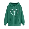 thumbnail image 3 of Jinhomg Cute Heart Hoodies for Women 2025 Trendy Kangaroo Pocket Sweatshirt Fall Causal Cozy Long Sleeve Pullover Top with Drawstring Seasonal Sale Army Green S, 3 of 4