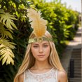 thumbnail image 2 of Unique Bargains Feather Faux Diamond Sequins Headband 1 Pc Gold Tone, 2 of 5