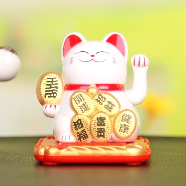 Gato chino de la suerte Riqueza agitando la mano Fortuna Bienvenida Artesanía (Blanco) Ndcxsfigh Nuevos Originales
