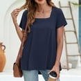 thumbnail image 4 of Womens Summer Tops Casual Square Neck Puff Short Sleeve T Shirts, 4 of 4
