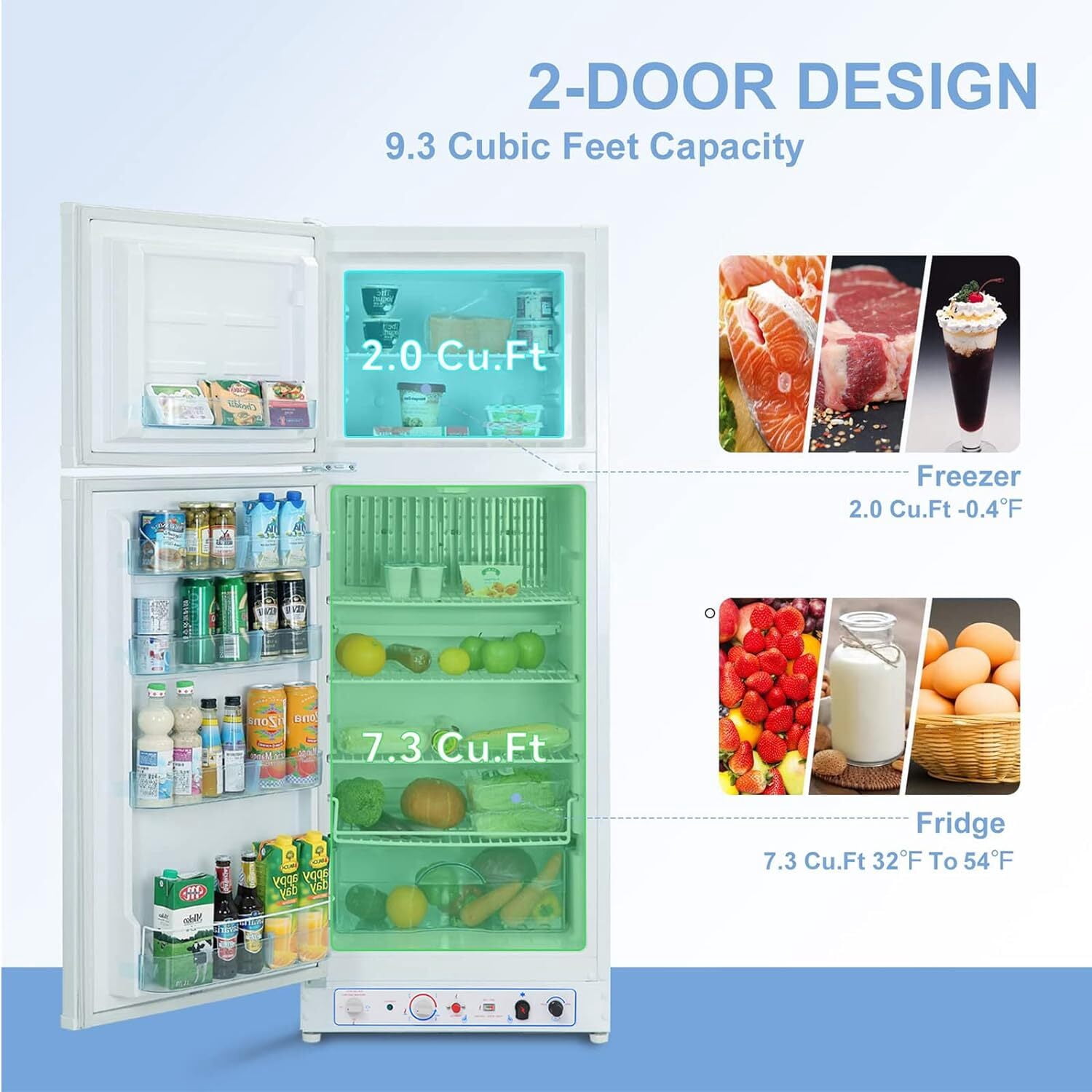 Smeta 9.3 Cu ft Gas Propane Refrigerator Freezer RV Fridge off-grid 110V / Lpg Silent