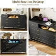 thumbnail image 6 of Homhougo Black Dresser Bedroom with 8 Large Drawer, Tv Stand Dressers with Led Light and Power Outlet, Wood Dresser Drawer Organizers with Deep Drawers, Modern Dresser for Bedroom, Closet, Hallway, 6 of 7