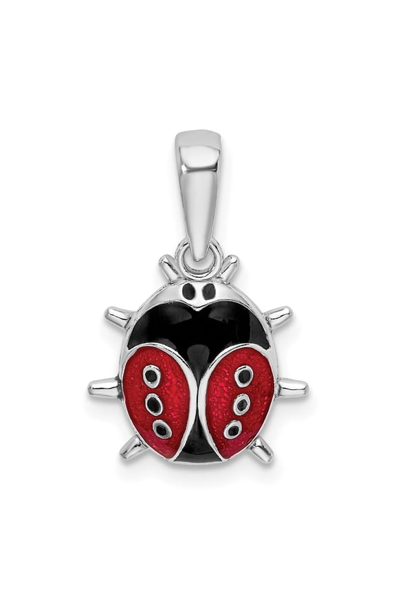 Sterling Silver Ladybug Pendant Necklace for Women, Red and Black Enamel Insect Charm, Lucky Symbolic Nature Jewelry, Whimsical Protective Animal Style