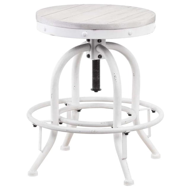 SEI Furniture Industrial Adjustable Swivel Bar Stool in White