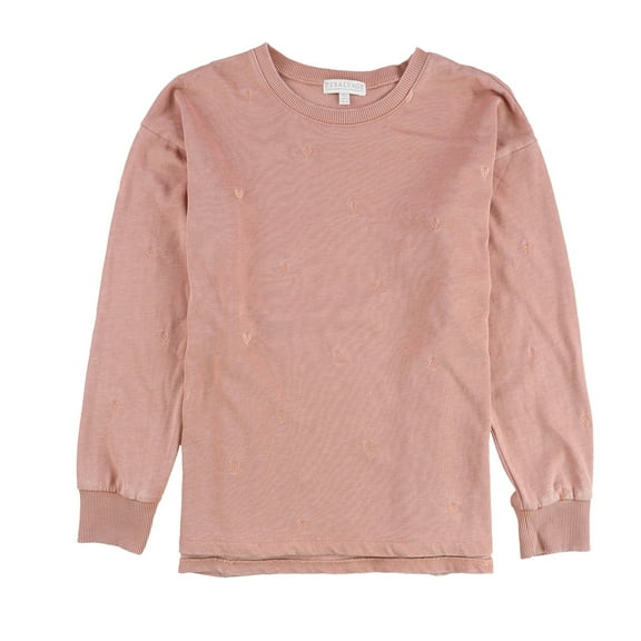 P.J. Salvage Womens Embroidered Hearts Sweatshirt, Pink, Small