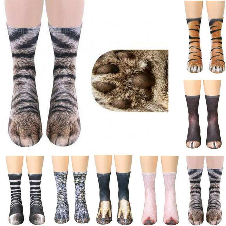 Funny 3D Print Foot Socks Elastic Sock Animal Paw Feet Crew For Women NEW  J2H2 