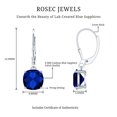 thumbnail image 6 of Rosec Jewels Cushion Cut Created Blue Sapphire Solitaire Drop Earrings for Women - 8 mm, 18K White Gold, 6 of 7