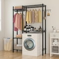thumbnail image 1 of IVV Over The Washer and Dryer Storage, Laundry Room Heavy-Duty Space Saver with Adjustable Shelves, Side Hook and 2 Hanger Rods, Laundry Clothes Organizer, 46.1"L x 13.78"W x 76.4"H, Black, 1 of 7