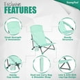thumbnail image 7 of Sunnyfeel Folding Low Beach Chair, Breathable Mesh Lawn Chair with Detachable Cup Holder & Padded Armrests for Beach Camping Patio, 2 Pack, Mint Green, 7 of 7